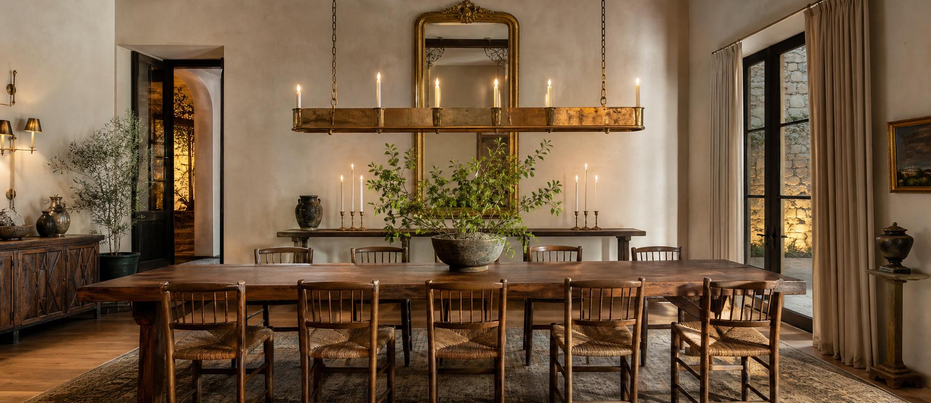 Dining room bathed in late afternoon window light